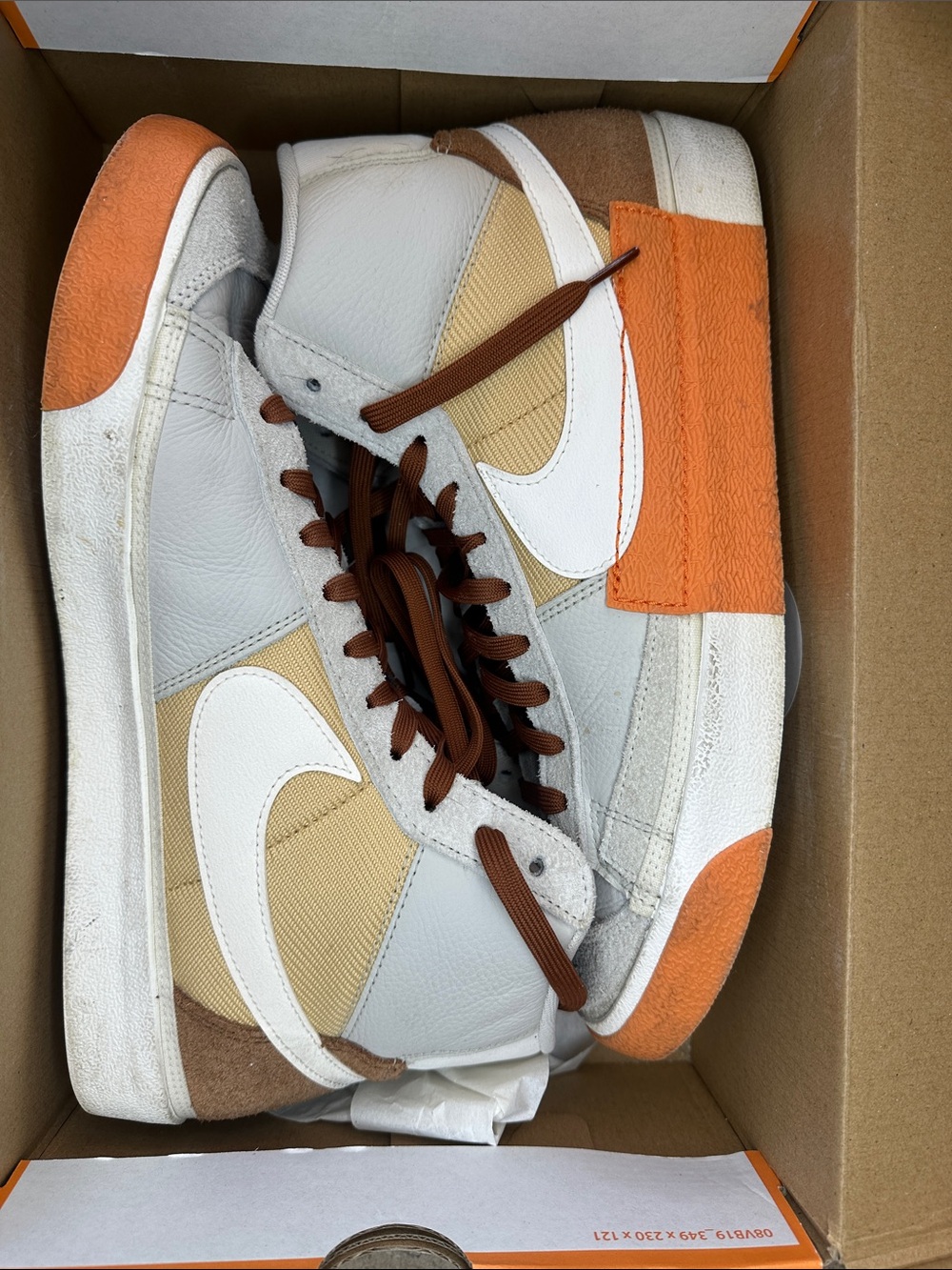 Nike Men’s High-Top Sneakers in White, Tan & Orange